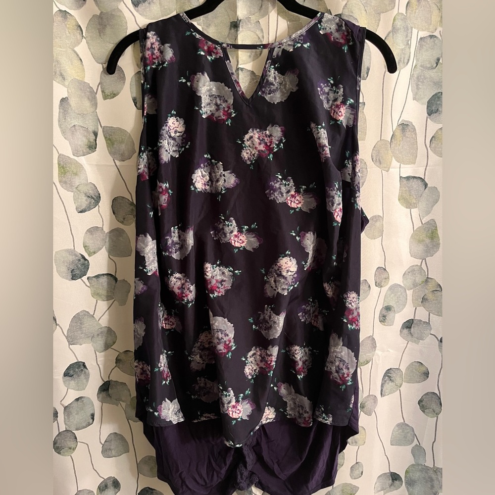 Women’s Hawthorne Floral Sleeveless Blouse Top - 2XL